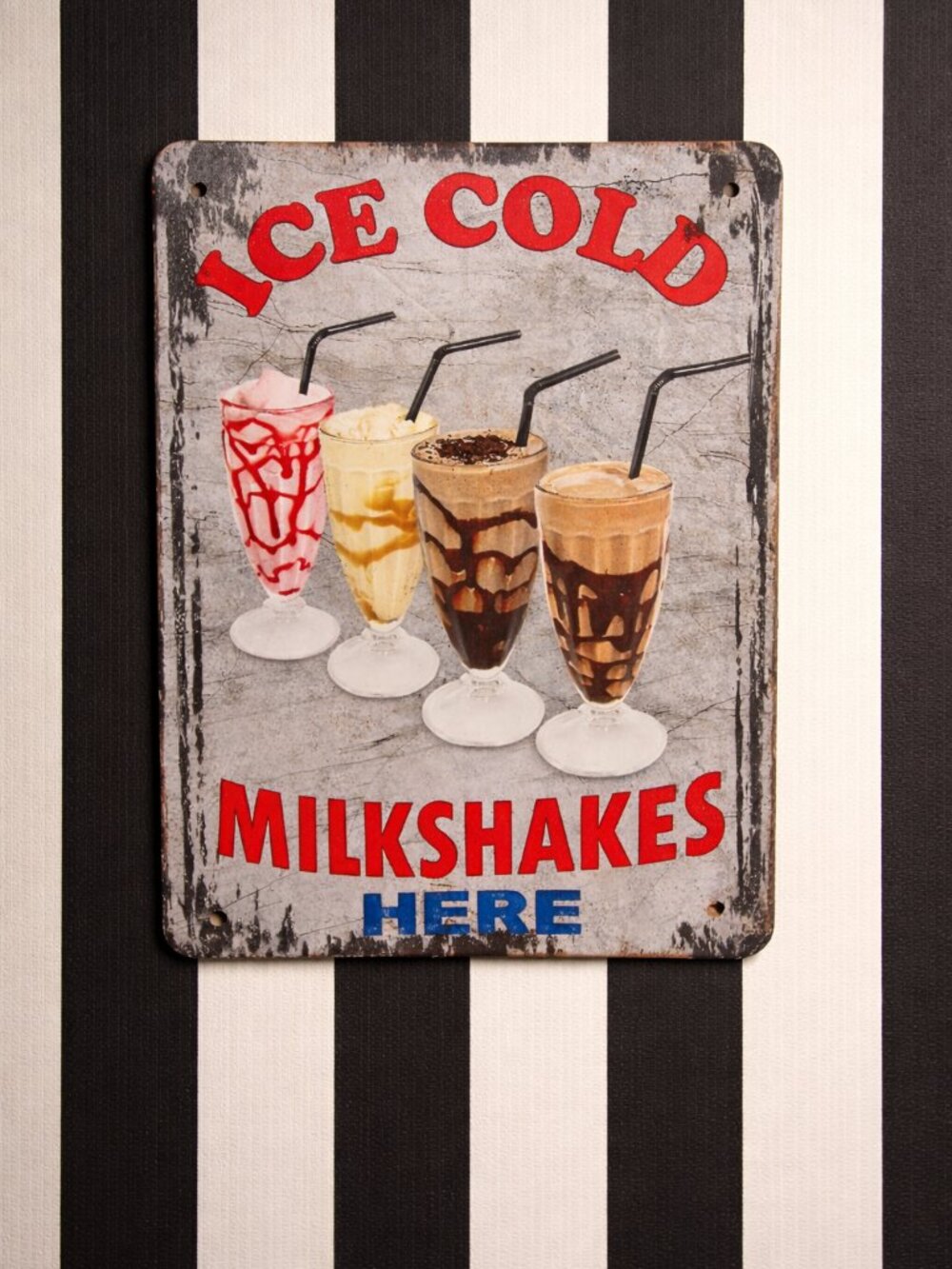 Milkshake Metal Sign Vintage Look